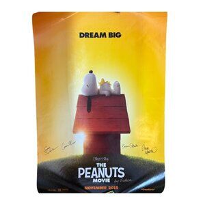 4 Autographed The Peanuts Movie Poster Collect Blue Sky Studios 2015 40X27" READ